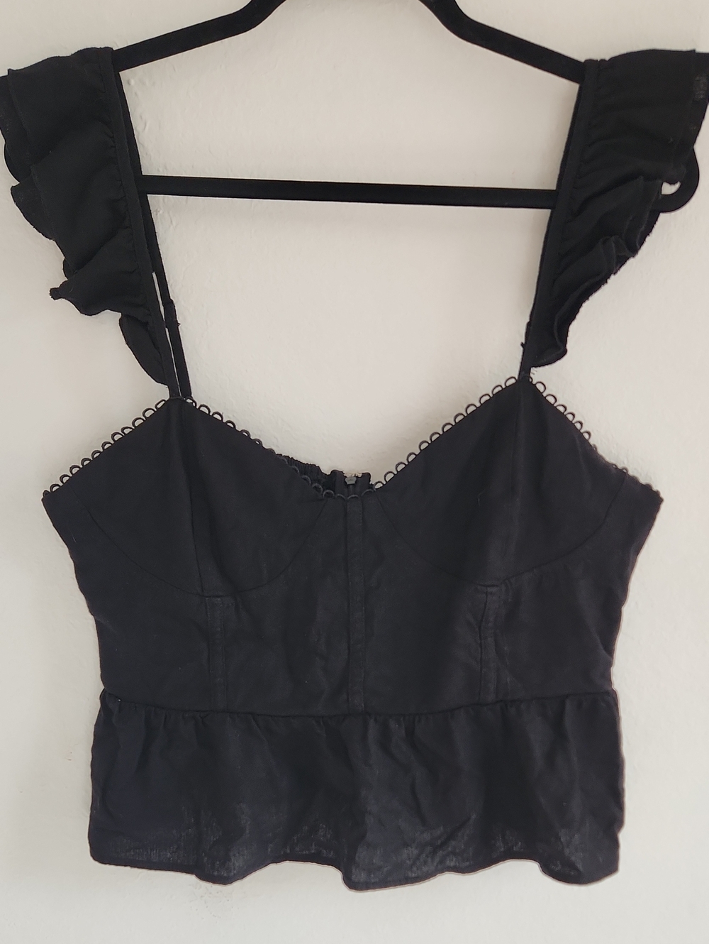 Mi Ami for Francesca's Black Ruffle Strap Corset Peplum Tank Top | XL